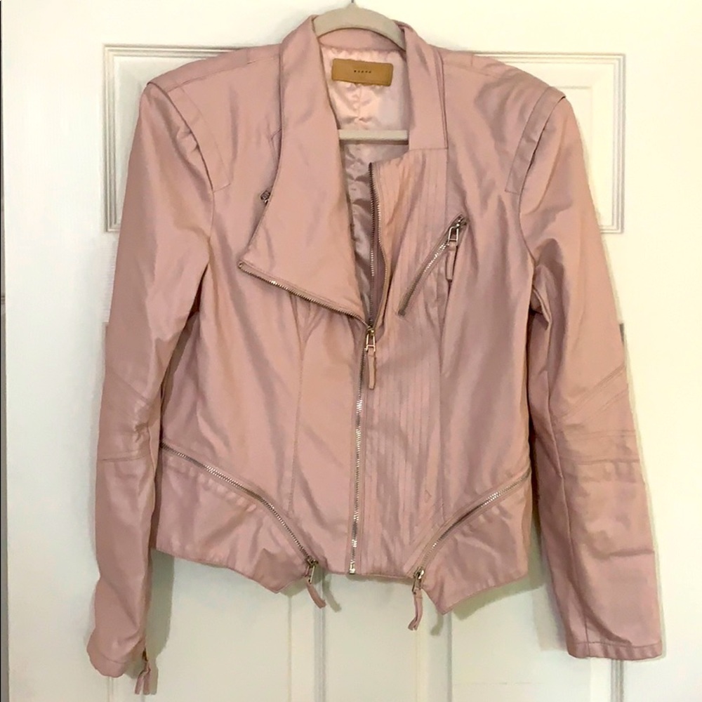 BlankNYC blush faux leather jacket